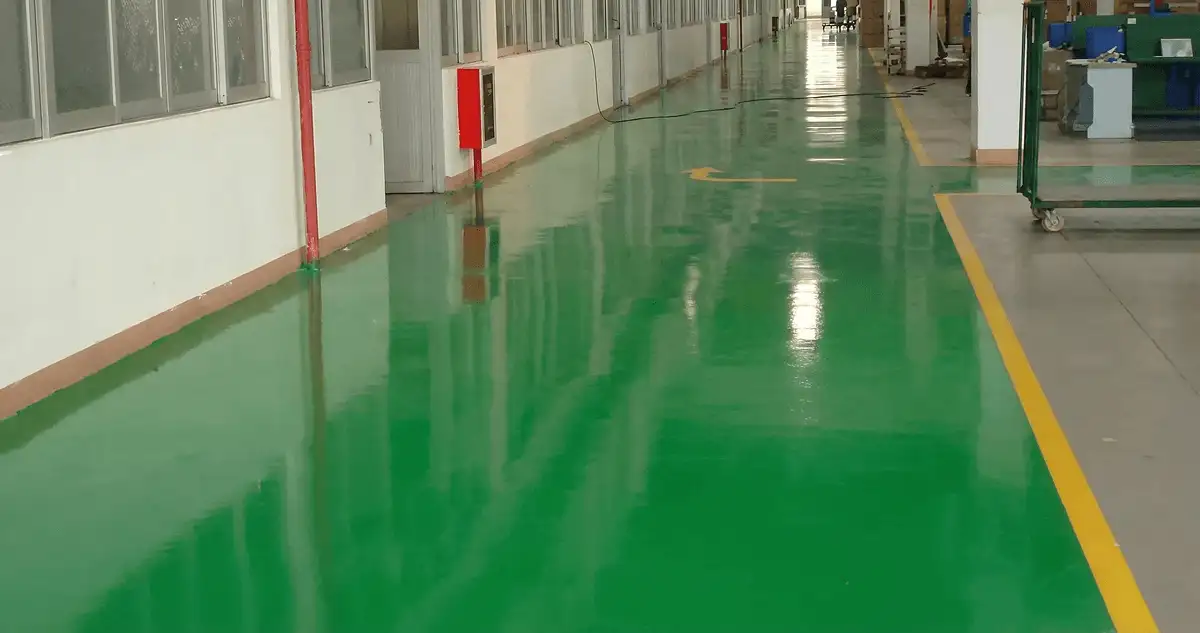 A factory floor professionally covered and marked with epoxy flooring in Oakland, CA